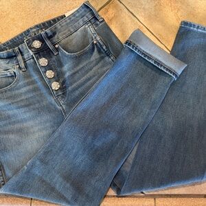White House Black Market! Stylish Blue Denim Jeans with Button Detail